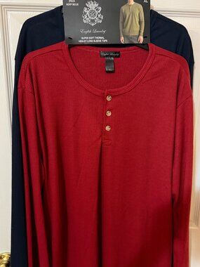 English Laundry Men’s 2-Pack Thermal Henley Long-Sleeve Shirts Sz XL NWT SKU068